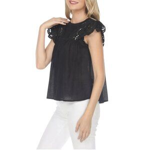 NWT Women's RAIN Eyelet‎ Flutter Sleeve Babydoll Blouse | Size 2X
